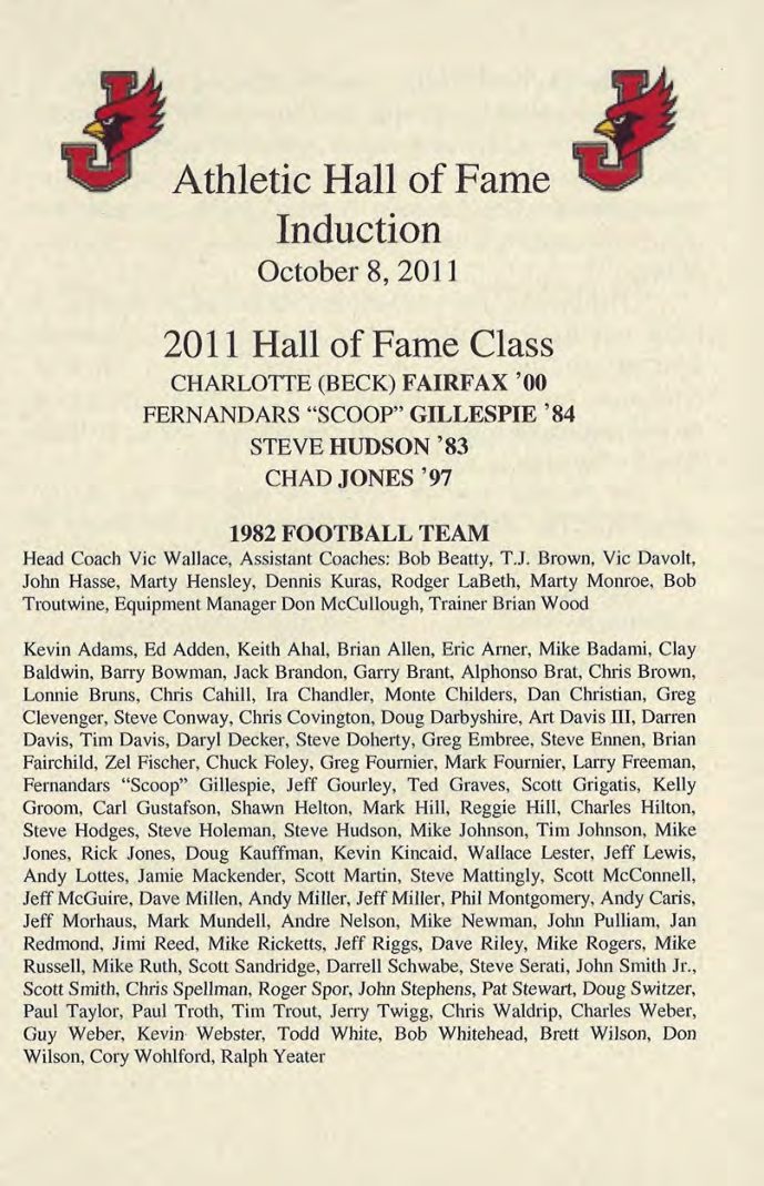 1982 Team - 2011 Athletic Hall of Fame